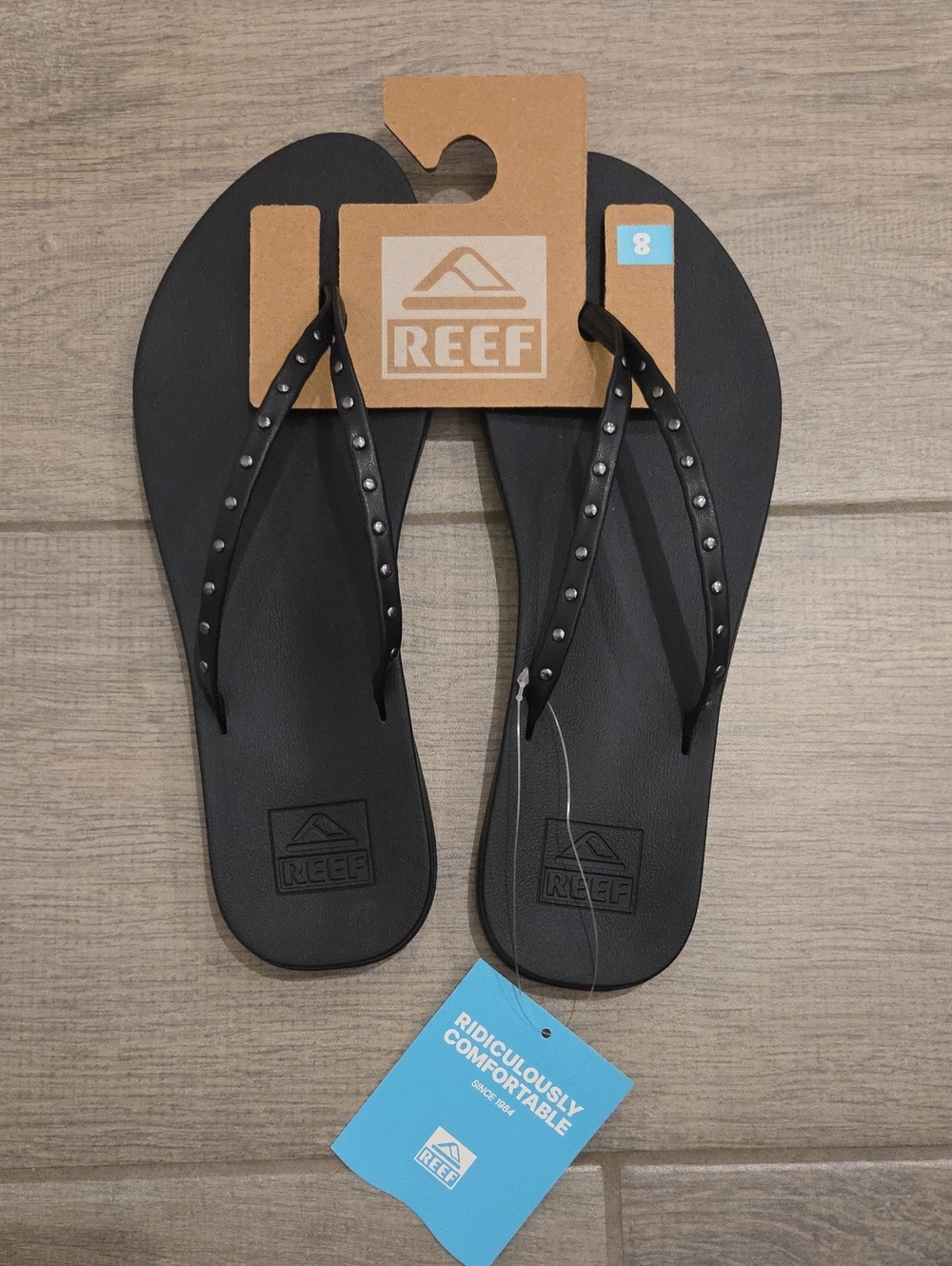 Reef Cushion Slim Studs Women's Black Studded Thong Sandals Sz 8 CK0490 beach